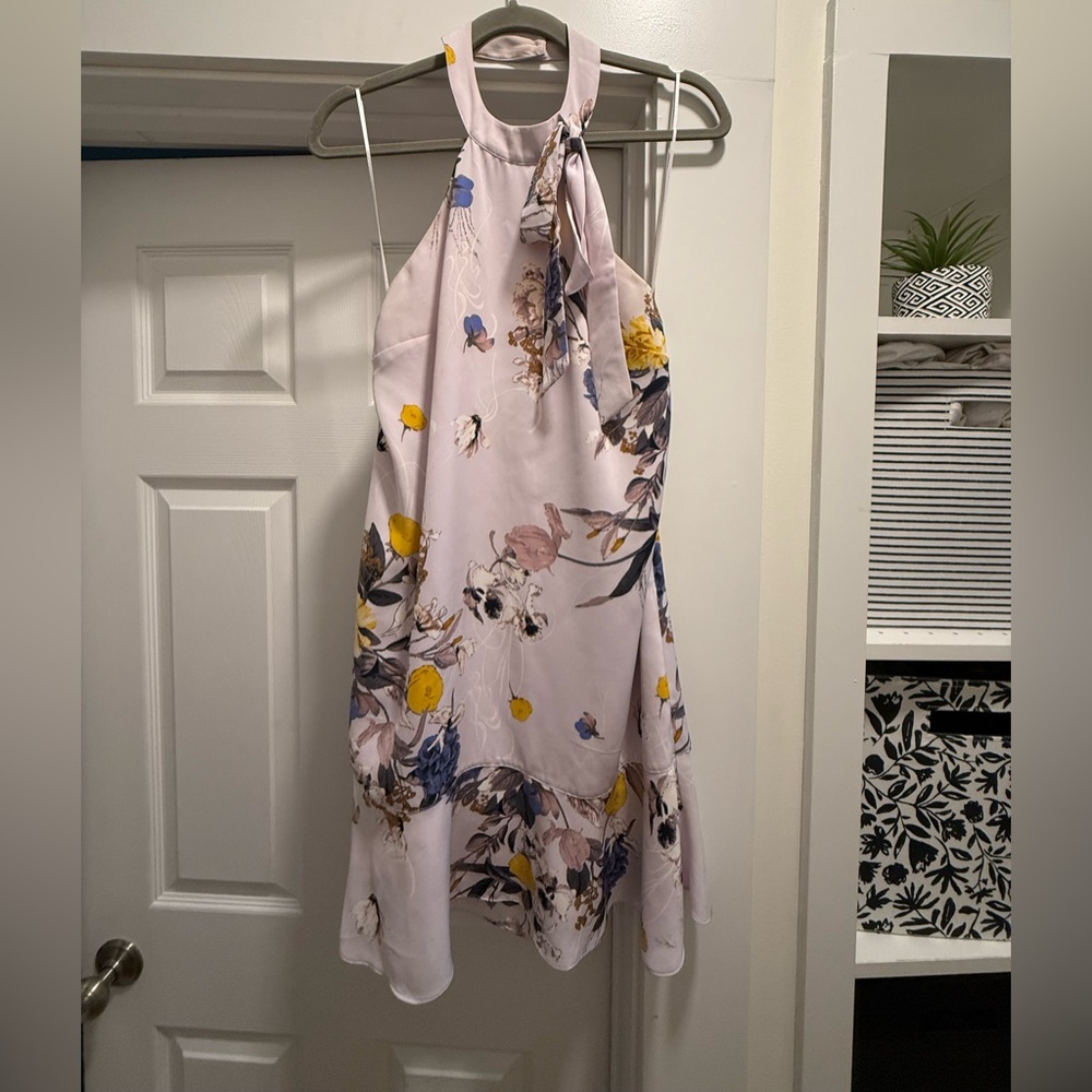 Floral Halter Dress with Tie Neck